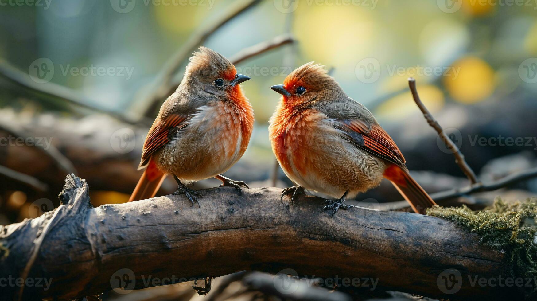 foto do coração derretido dois rouxinóis com a ênfase em expressão do amar. generativo ai