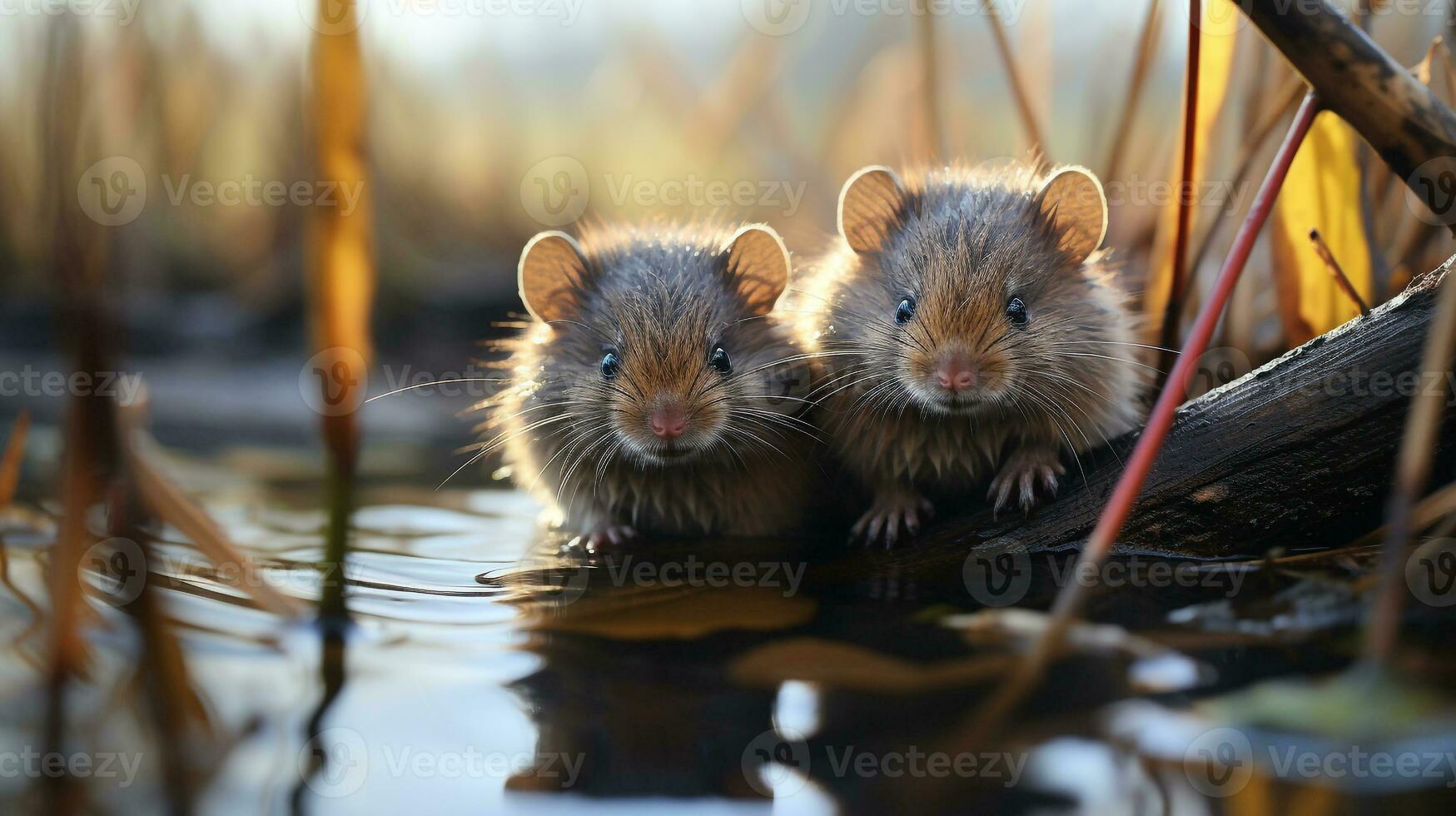 foto do coração derretido dois ratos almiscarados com a ênfase em expressão do amar. generativo ai