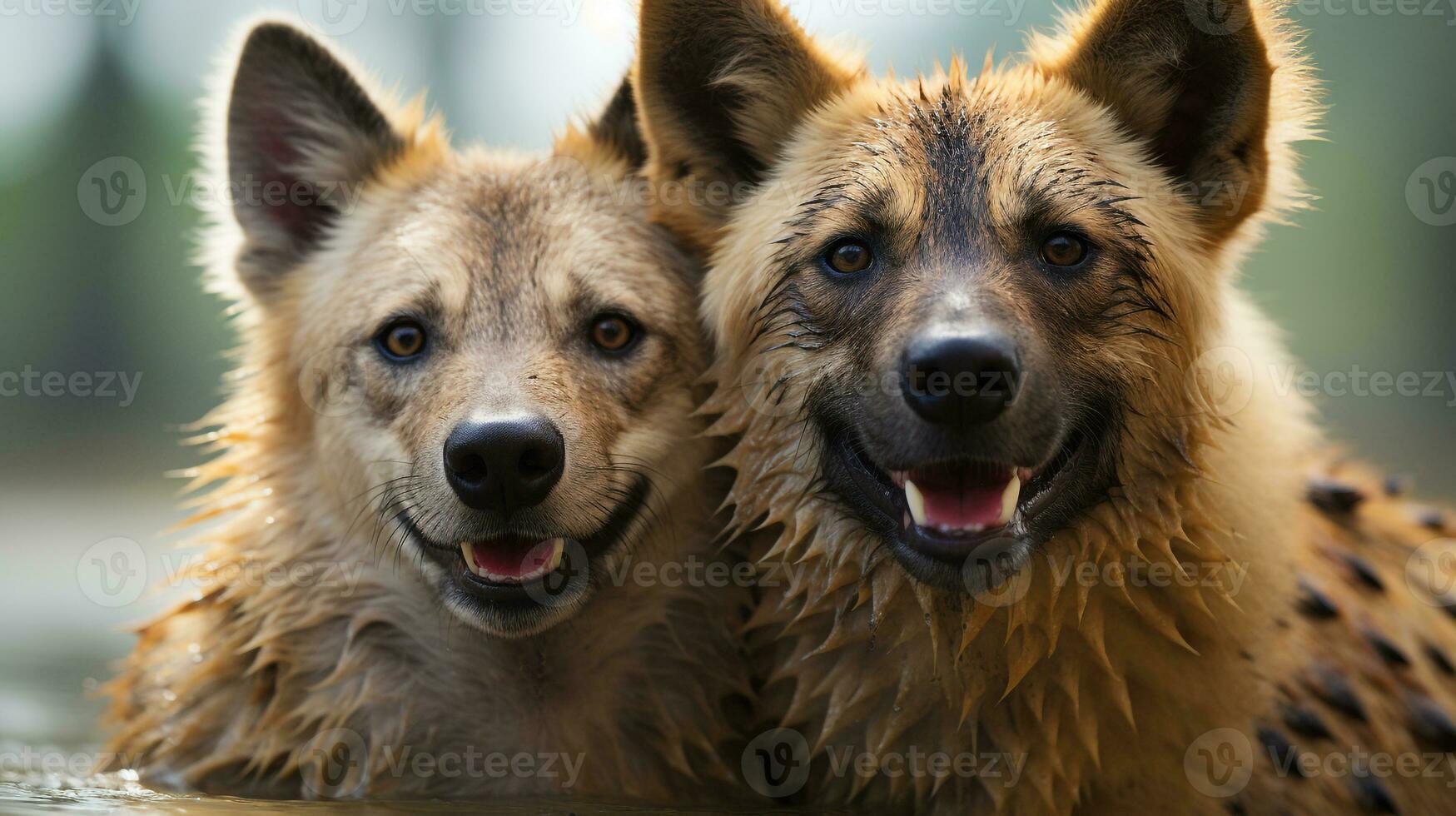 foto do coração derretido dois hienas com a ênfase em expressão do amar. generativo ai