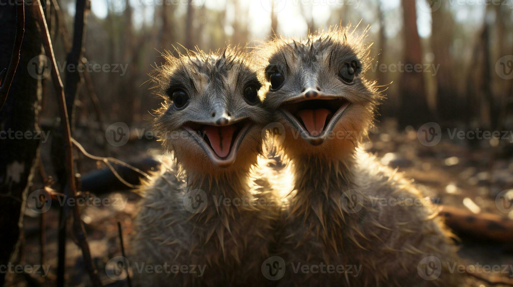 foto do coração derretido dois emus com a ênfase em expressão do amar. generativo ai