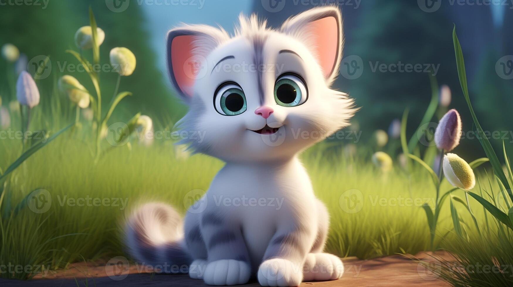 uma fofa pequeno gato dentro Disney desenho animado estilo. generativo ai foto