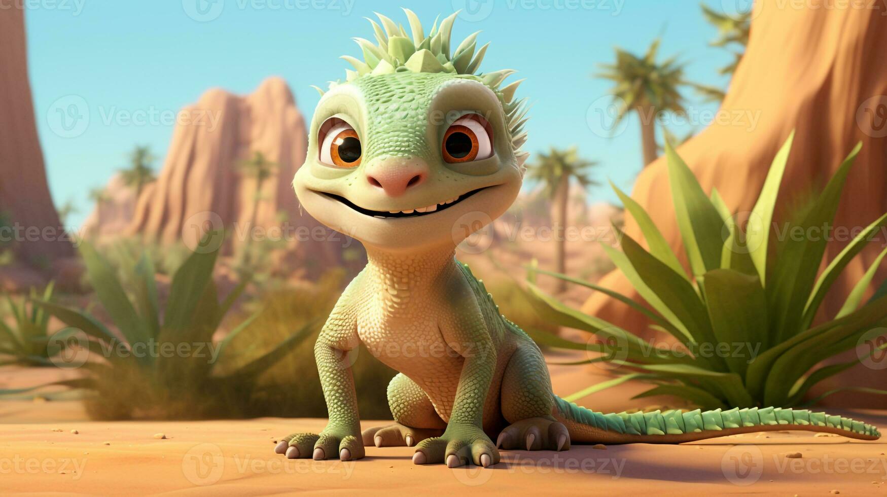 uma fofa pequeno deserto iguana dentro Disney desenho animado estilo. generativo ai foto