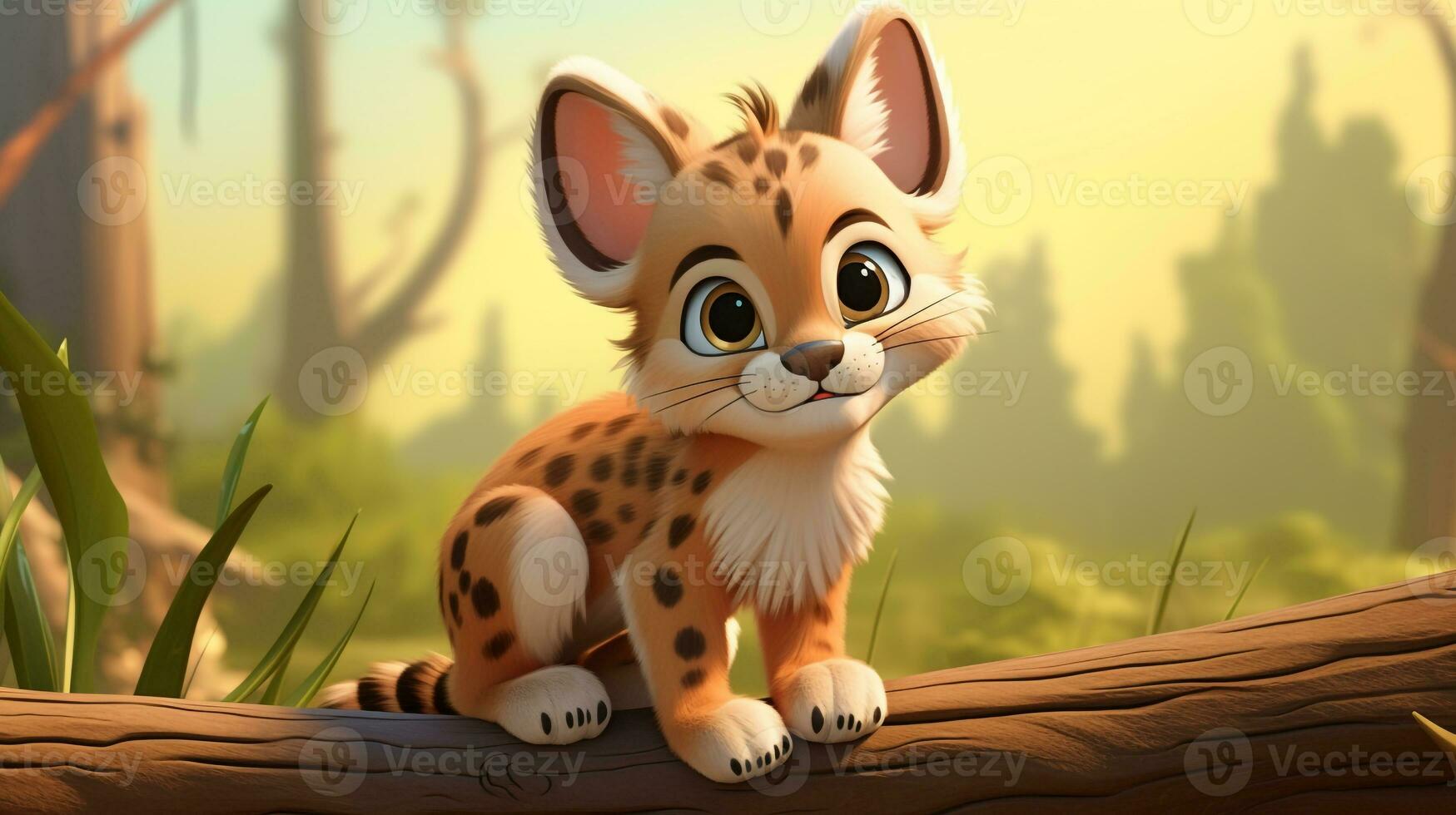 uma fofa pequeno lince dentro Disney desenho animado estilo. generativo ai foto