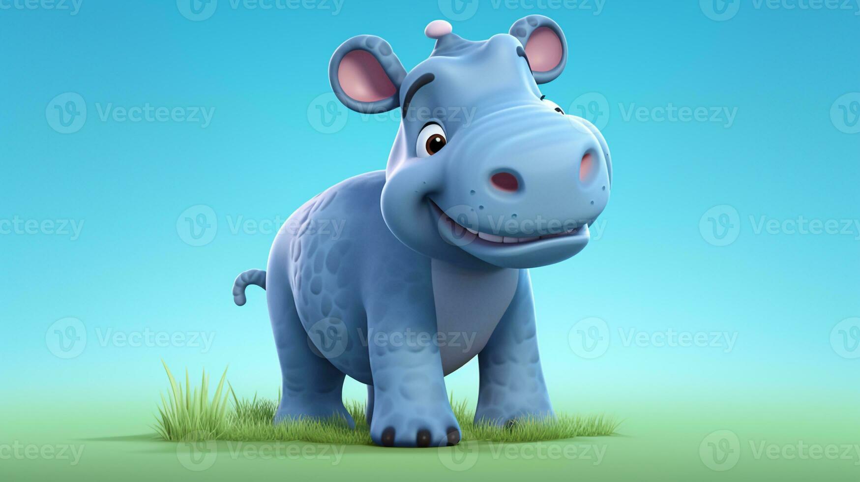 uma fofa pequeno hipopótamo dentro Disney desenho animado estilo. generativo ai foto