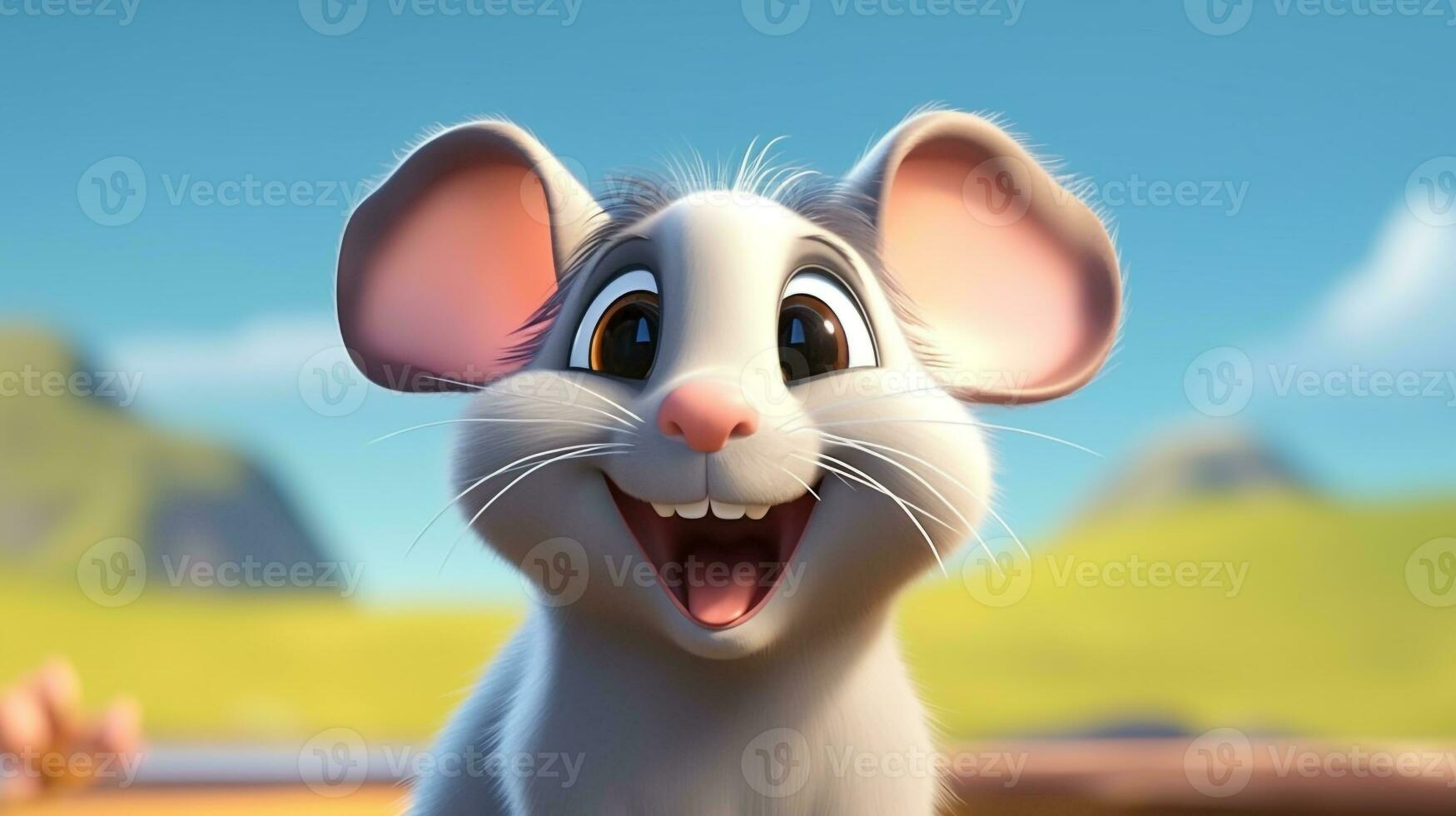 uma fofa pequeno com crista rato dentro Disney desenho animado estilo. generativo ai foto