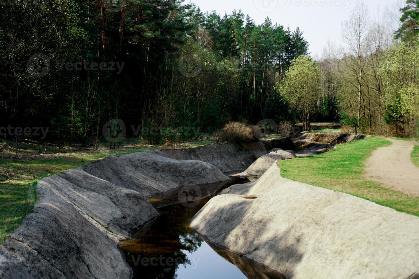 um canal de remo artificial criado na floresta. área verde foto