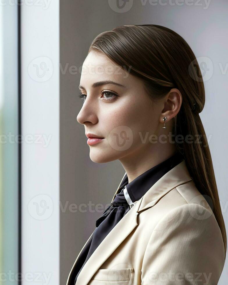 retrato do empresária dentro escritório. ai generativo foto