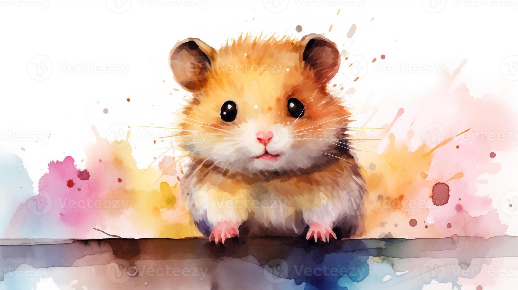 uma fofa pequeno hamster dentro aguarela estilo. generativo ai foto