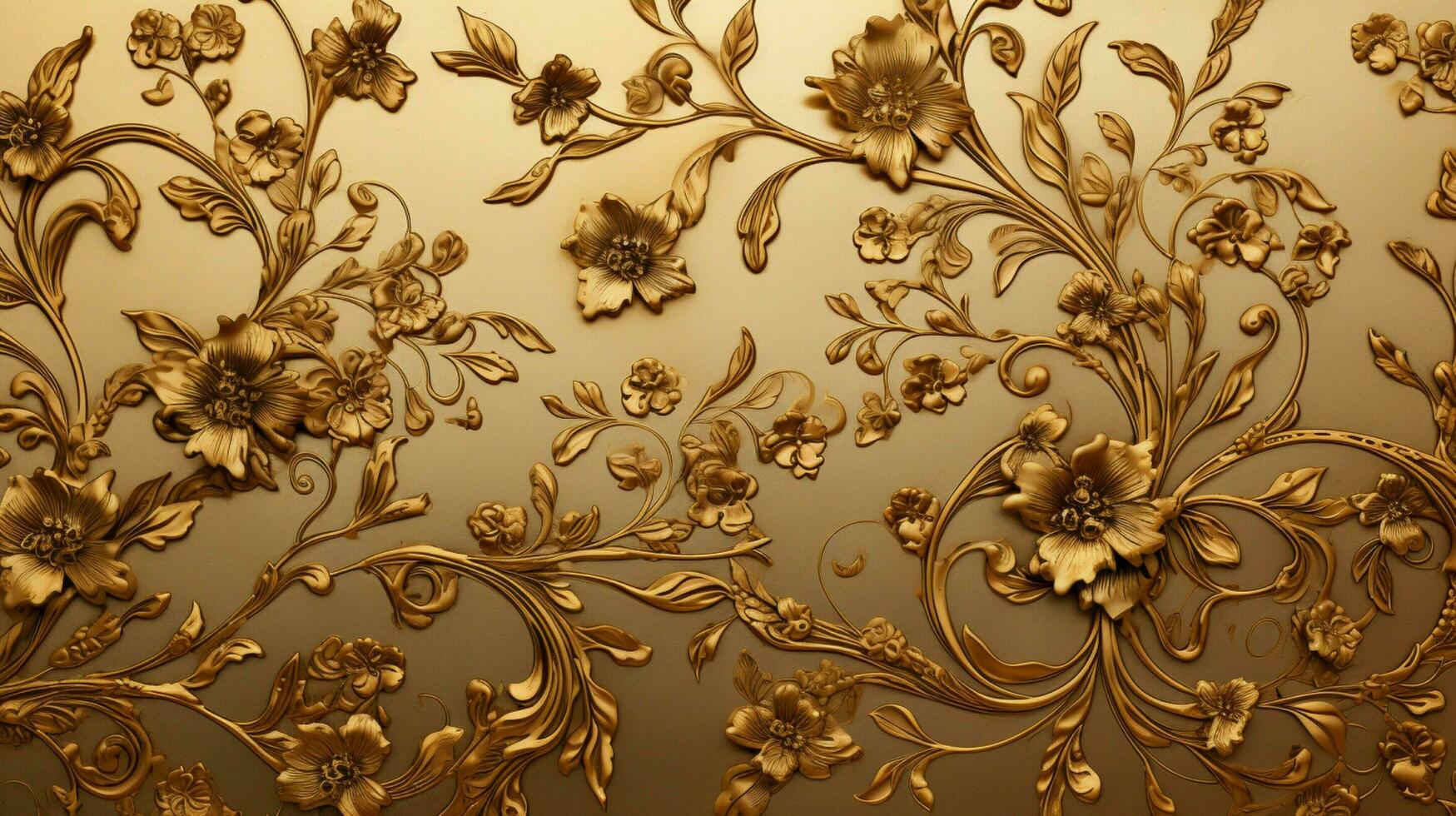 a ornamentado dourado pano de fundo com floral padronizar foto