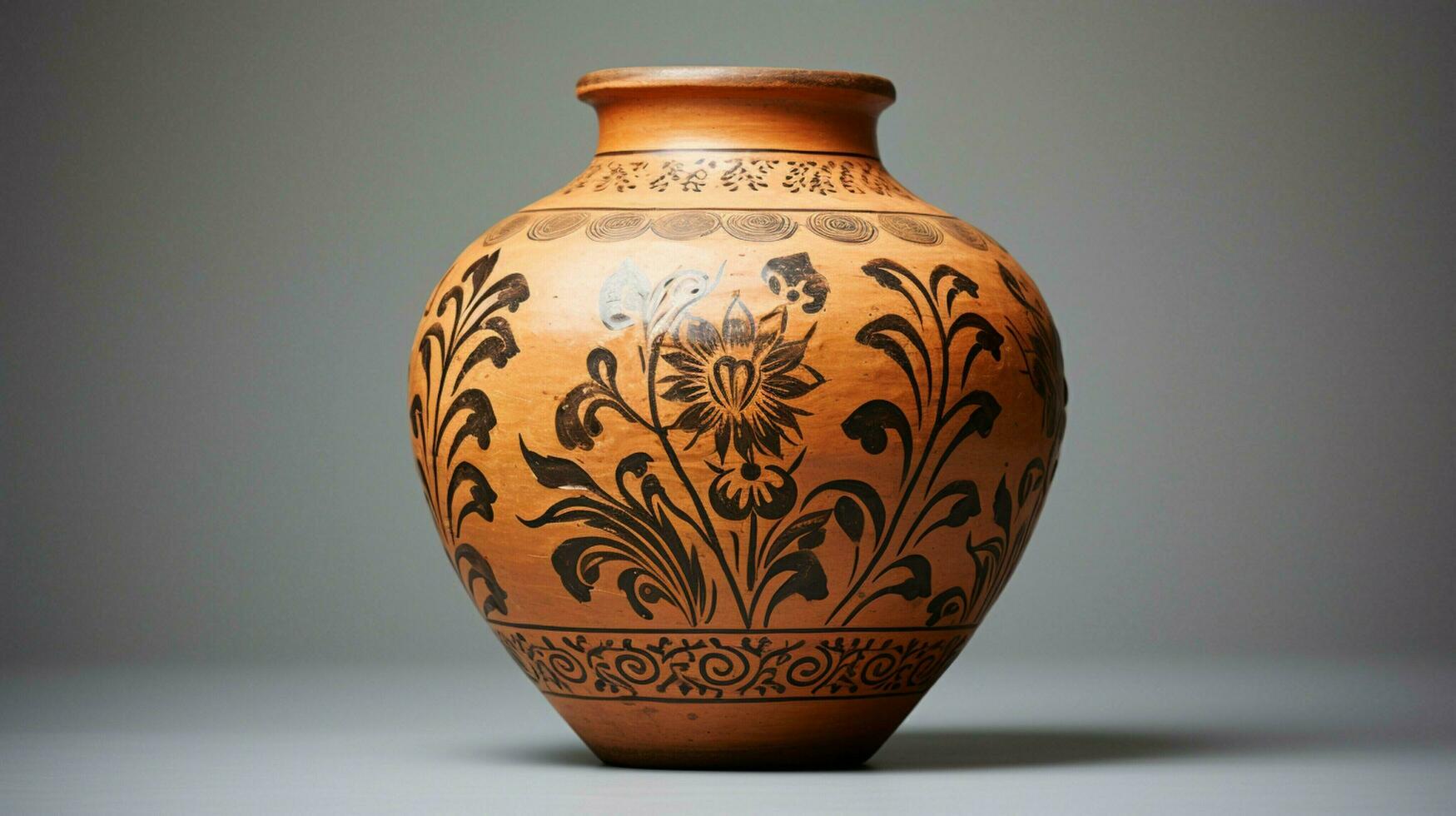 antigo terracota jarra com ornamentado floral padronizar foto