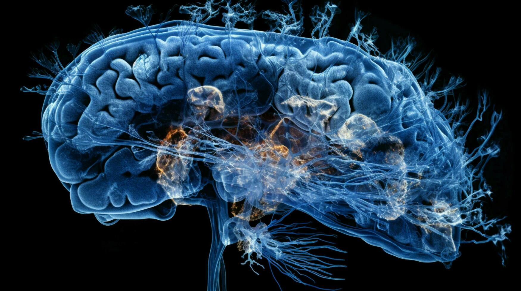 azul tumor revela alzheimer doença dentro humano cérebro foto