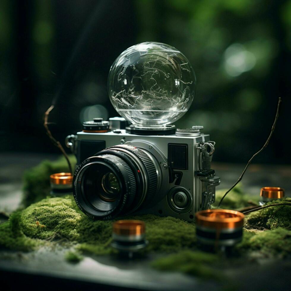 Câmera equipamento capturando uma solteiro macro objeto foto