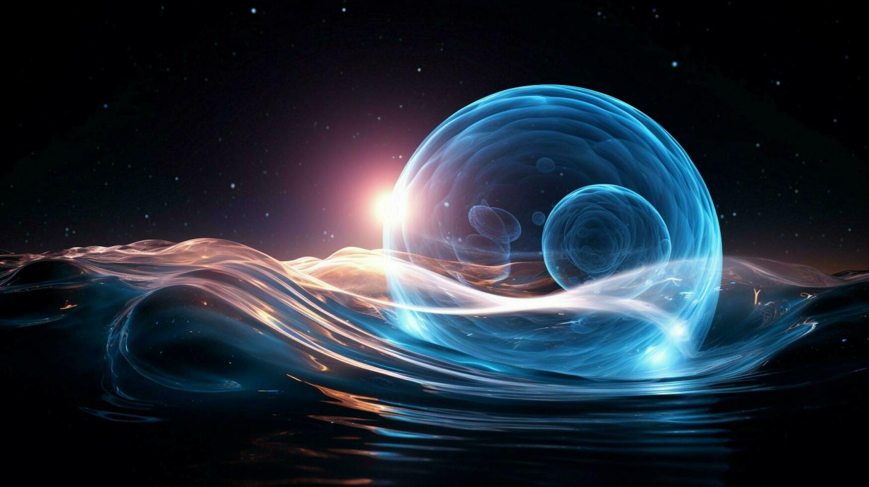 brilhando líquido ondas iluminar Sombrio estratosfera esfera foto