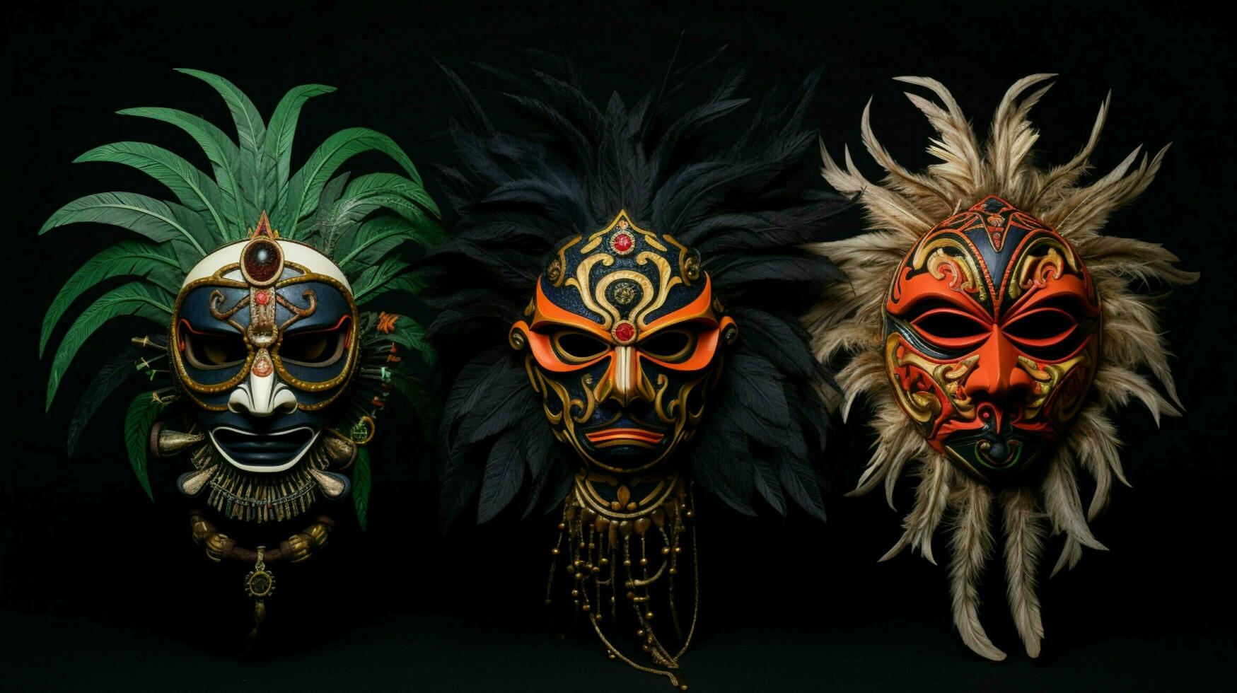 indígena culturas comemoro tradição com ornamentado máscaras foto