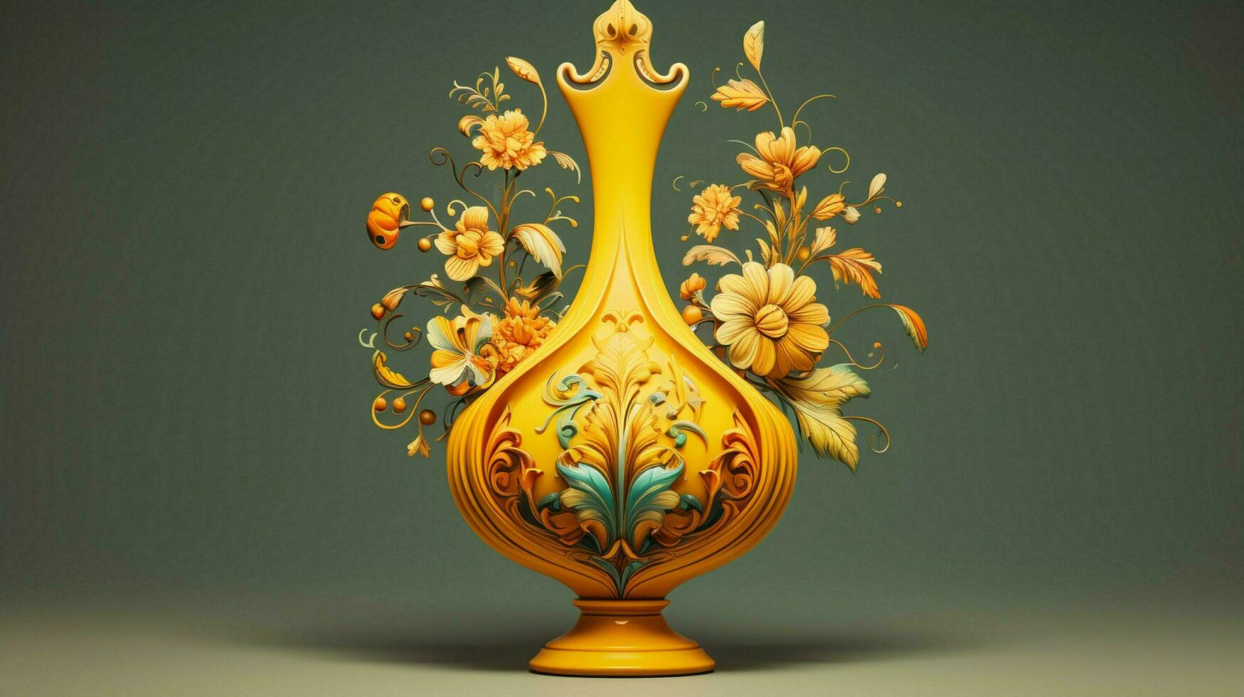 ilustração do ornamentado flor vaso com amarelo líquido foto