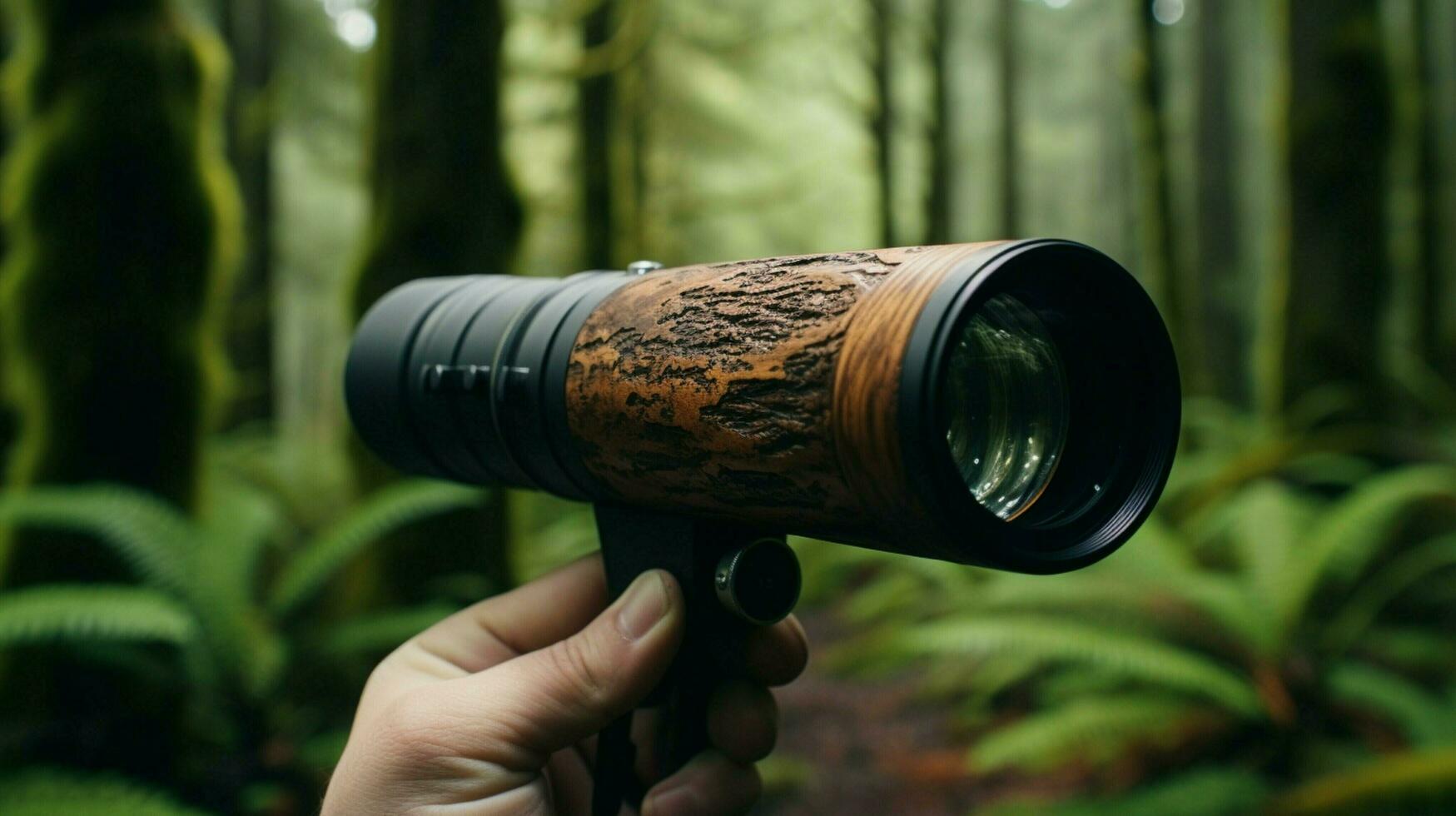 ampliar natureza beleza com mão mantido telescópio foto