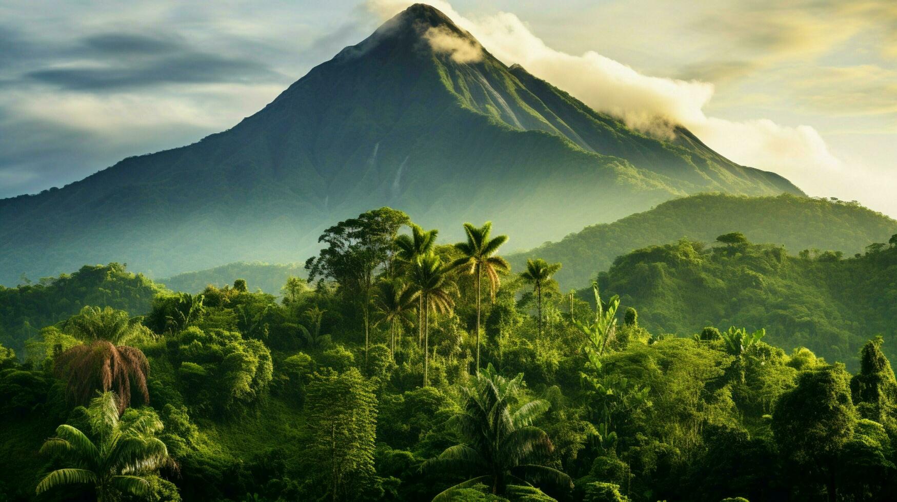 majestoso montanha pico dentro tranquilo tropical floresta tropical foto