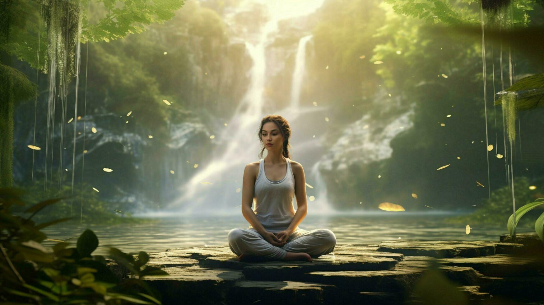 meditando ao ar livre cercado de natureza beleza foto