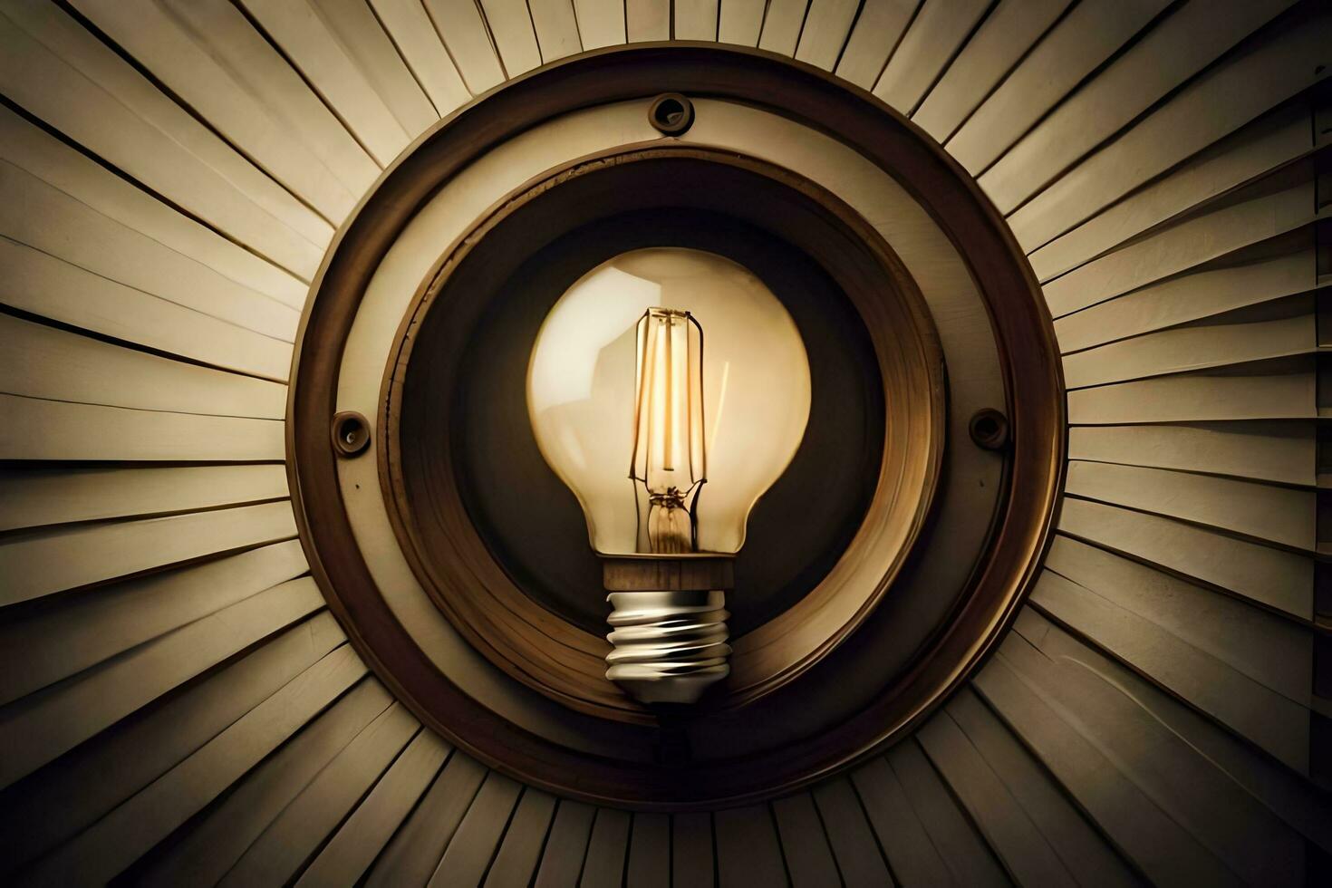 uma luz lâmpada é em uma parede dentro uma sala. gerado por IA foto