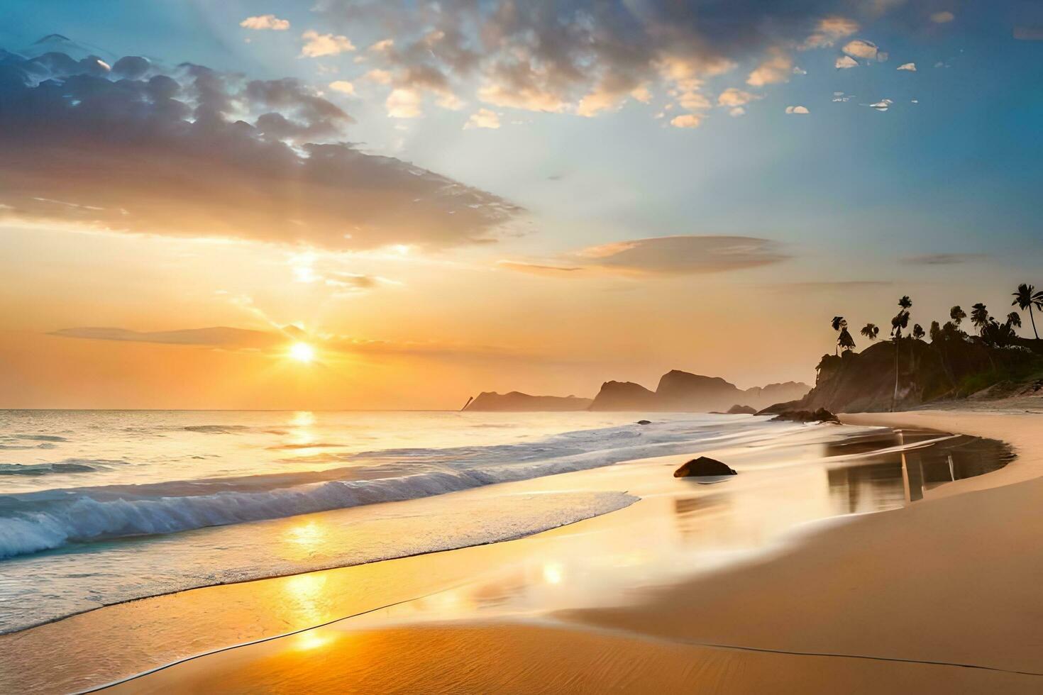 pôr do sol em a de praia dentro costa rica. gerado por IA foto