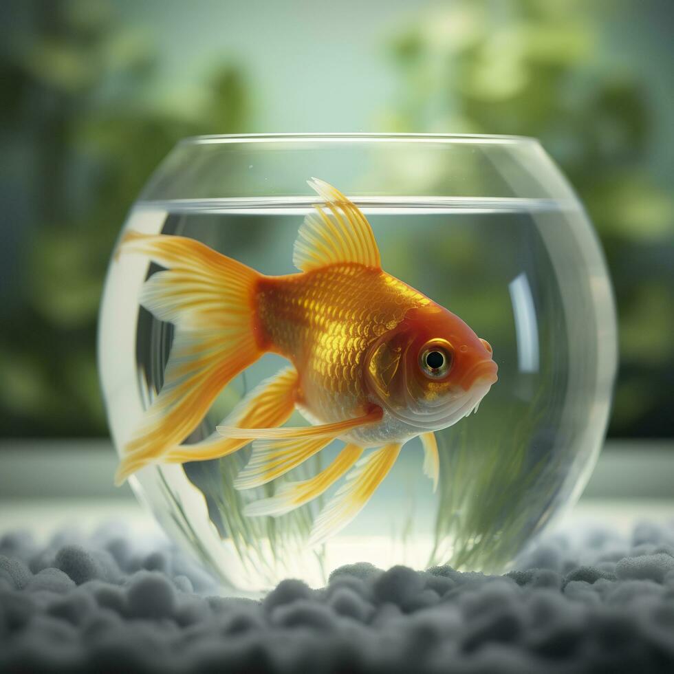 belas colori peixinho nadar dentro a Claro aquário água. 3d animação natação peixinho. ai generativo foto