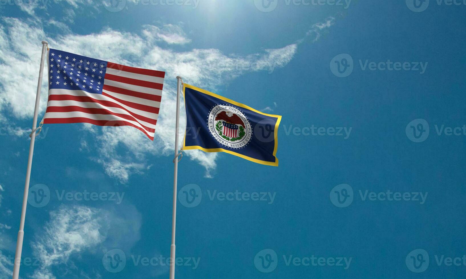 EUA Unidos América azul vermelho Estrela forma cor alimentado bandeira acenando azul céu nuvem branco cor fundo papel de parede cópia de espaço símbolo o negócio crise financeiro marketing bruto óleo pilha inflação recessão foto