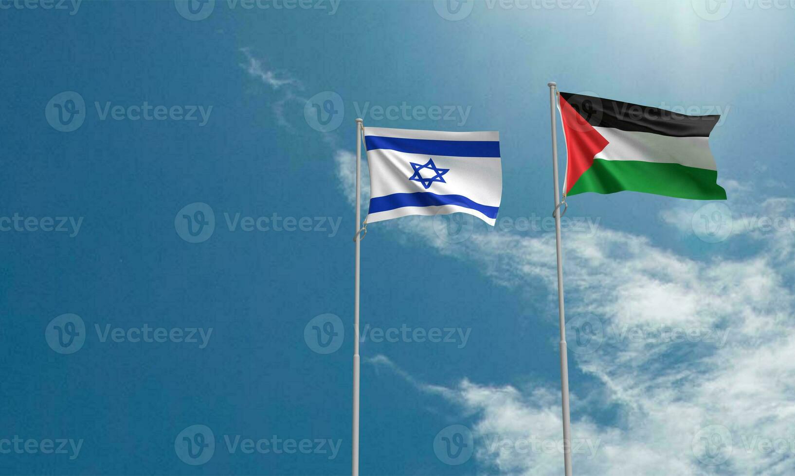 azul céu nuvem branco fundo cópia de espaço bandeira Israel Palestina acenando militares guerra exército conflito Jerusalém ataque luta gaza político nacional país governo Perigo soldado batalha judaico Paz foto