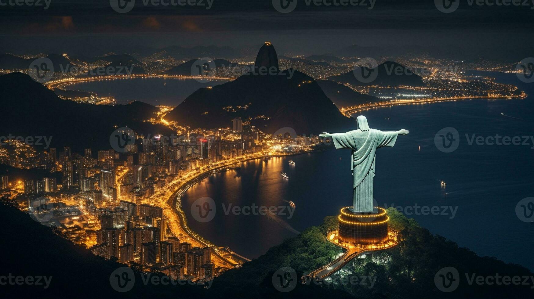 noite Visão do Cristo a redentor. generativo ai foto