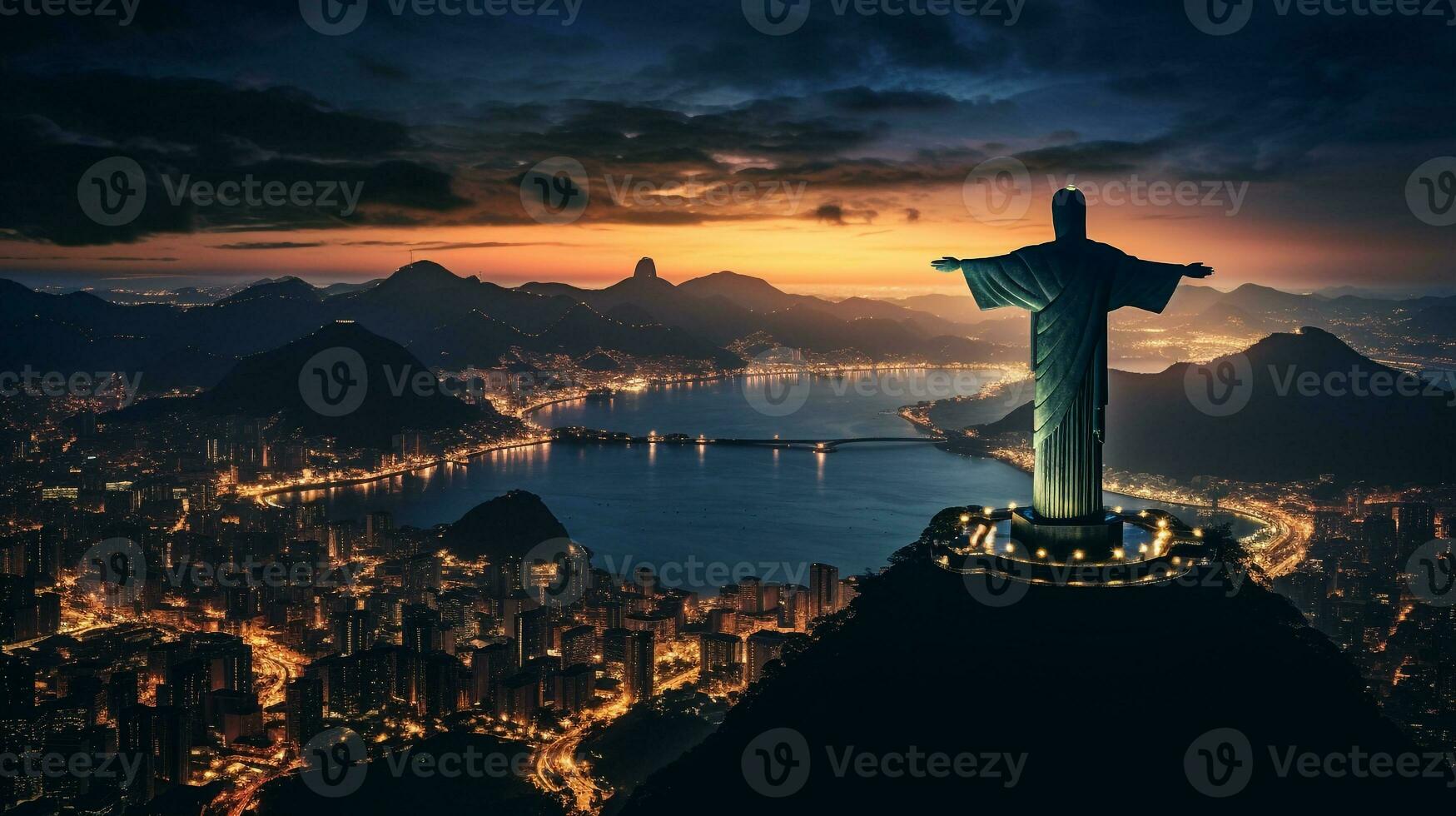 noite Visão do Cristo a redentor. generativo ai foto