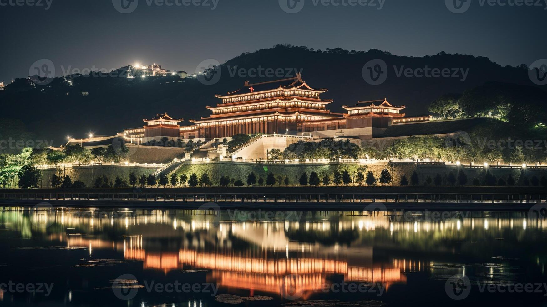 noite Visão do a nacional Palácio museu. generativo ai foto