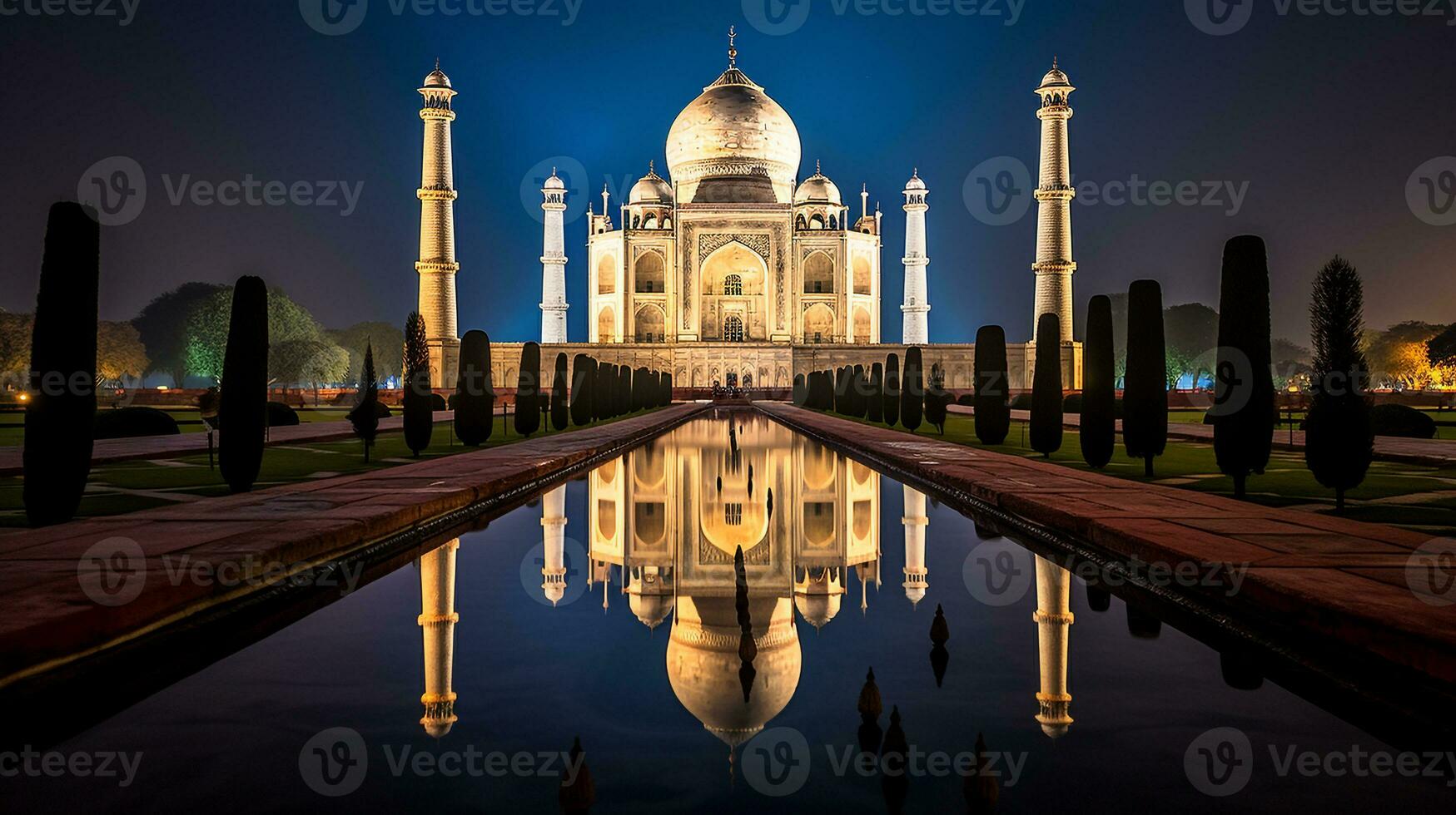 noite Visão do a taj mahal. generativo ai foto