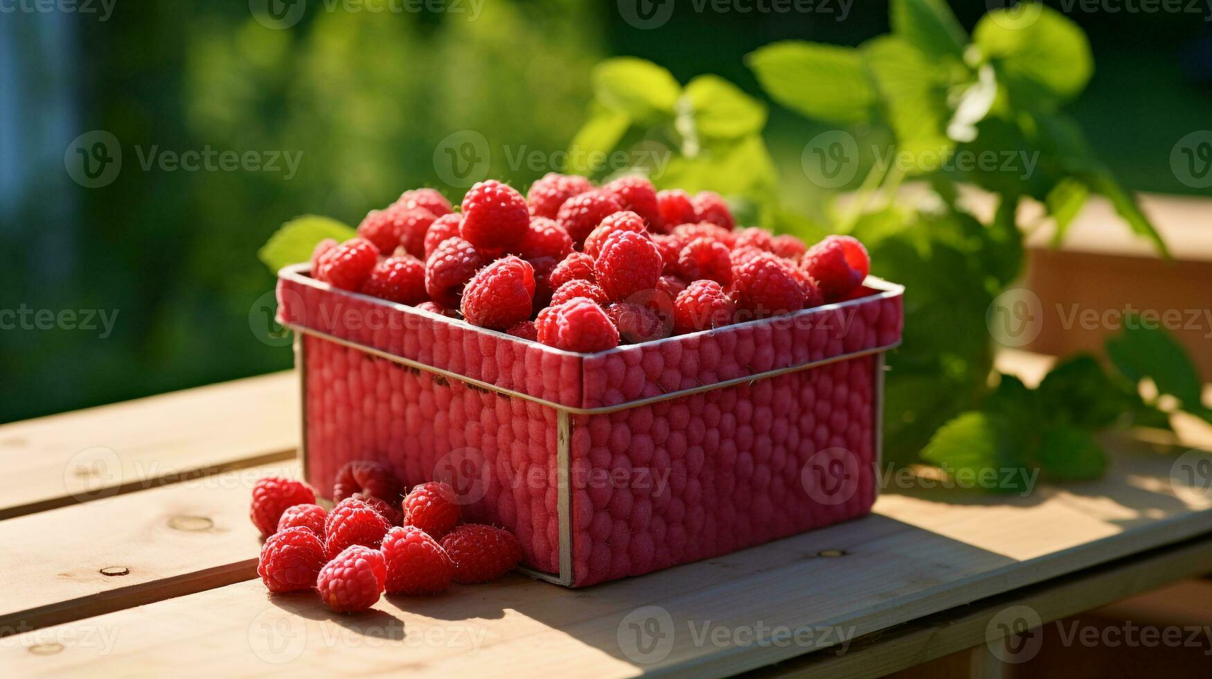 recentemente escolhido vermelho framboesa fruta a partir de jardim colocada dentro a caixas. generativo ai foto