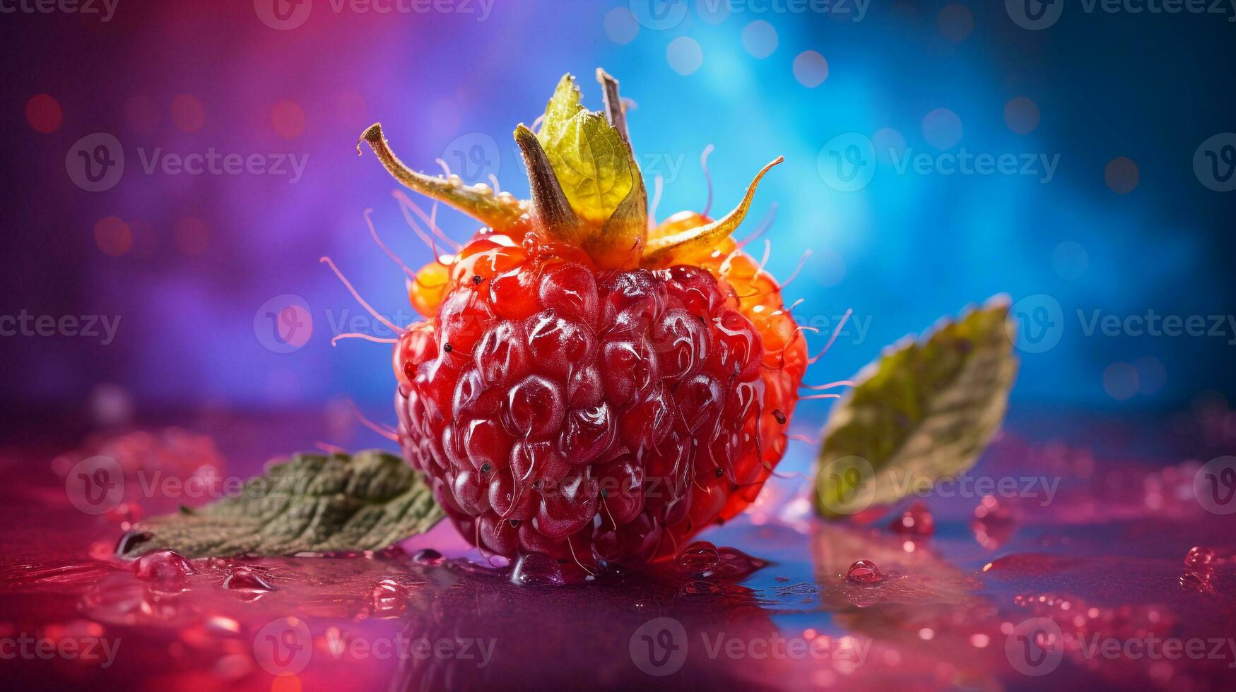 foto do Salmonberry fruta metade contra uma colorida abstrato fundo. generativo ai