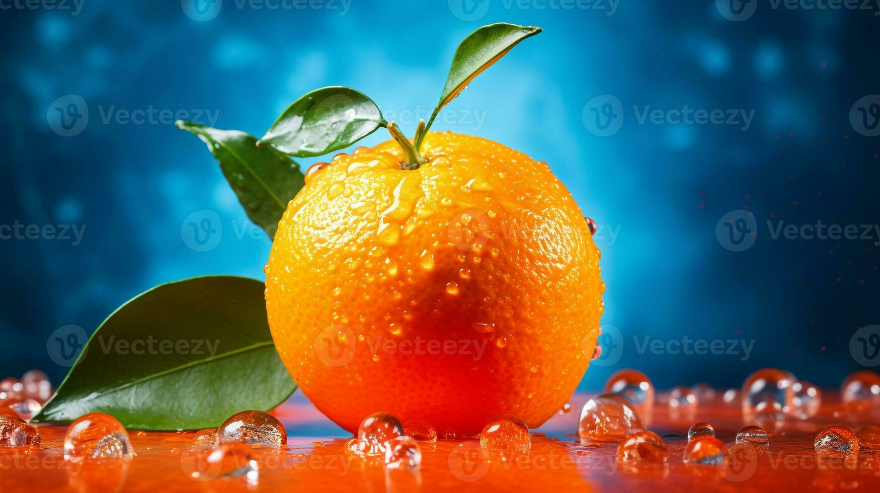 foto do satsuma fruta metade contra uma colorida abstrato fundo. generativo ai