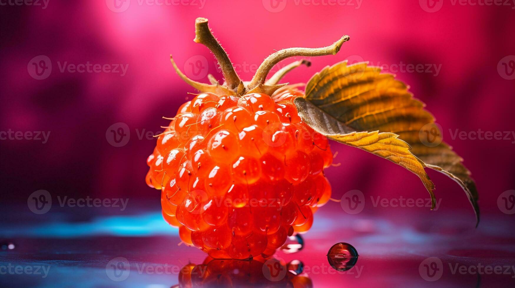 foto do Salmonberry fruta metade contra uma colorida abstrato fundo. generativo ai