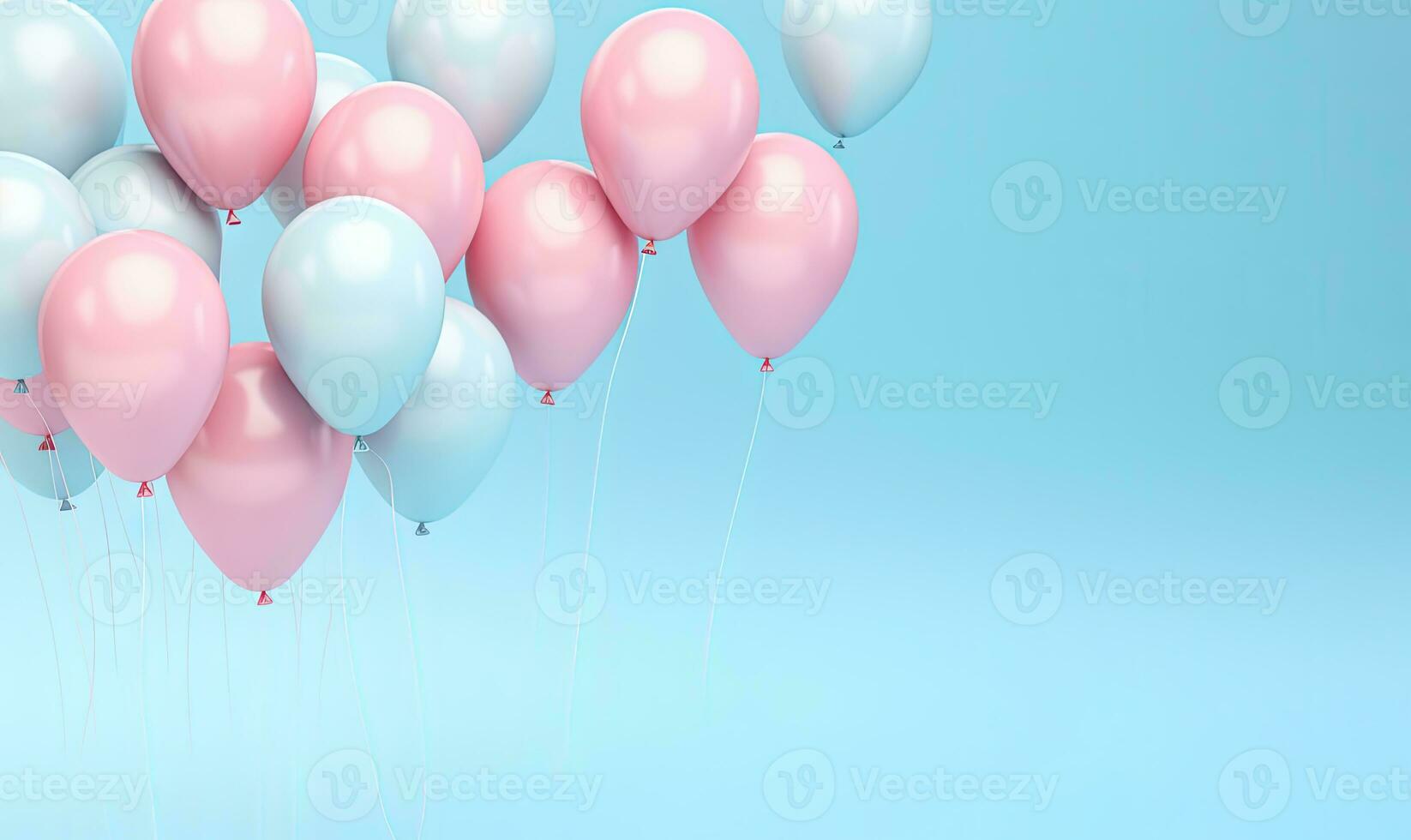 alegre Rosa balões em azul fundo. ai generativo. foto