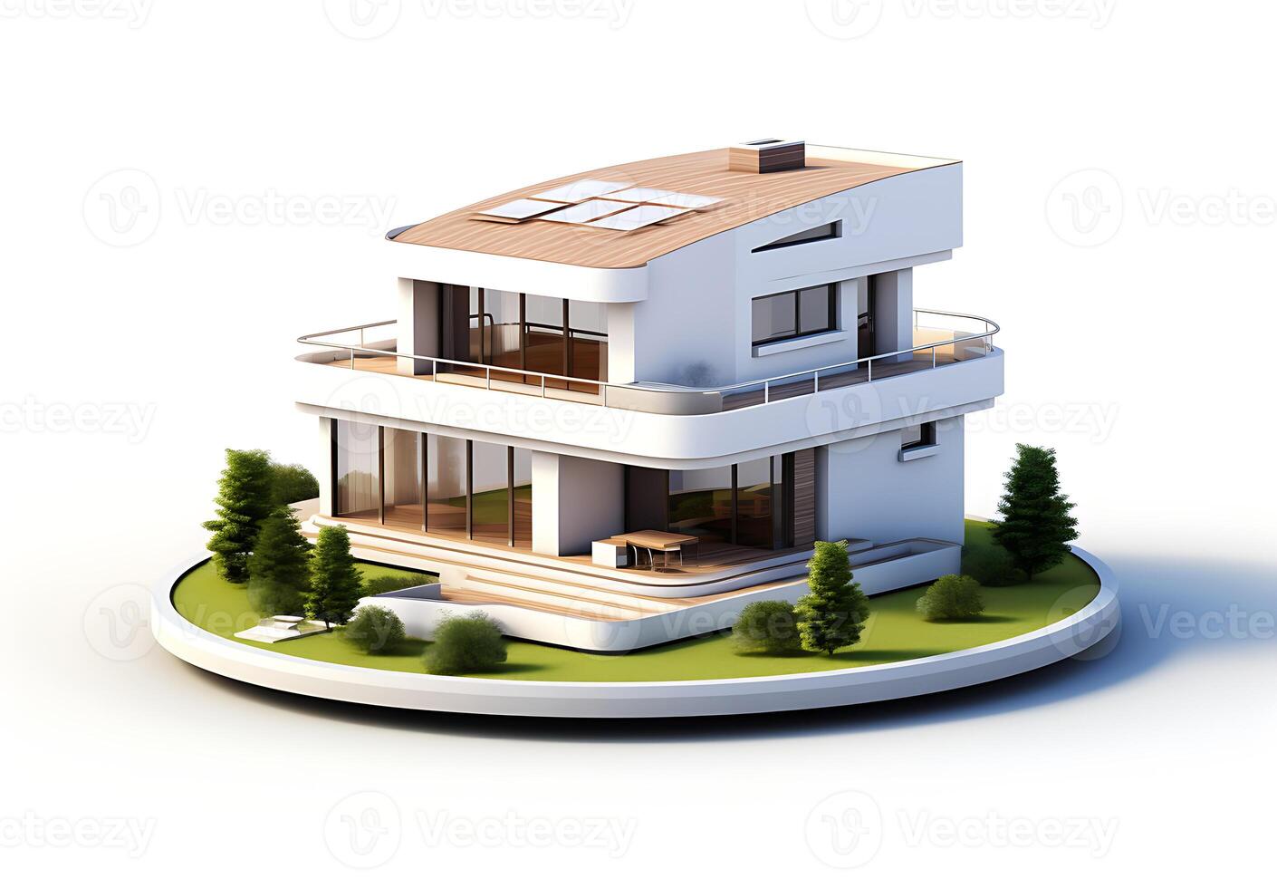 3d casa modelo em branco fundo foto