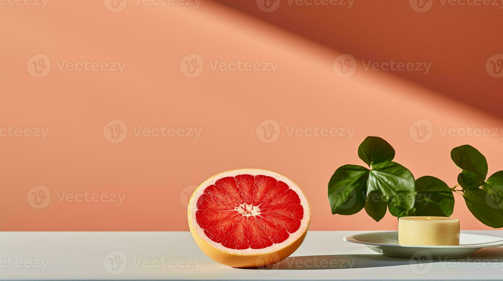 foto do Toranja em uma minimalista mesa. generativo ai