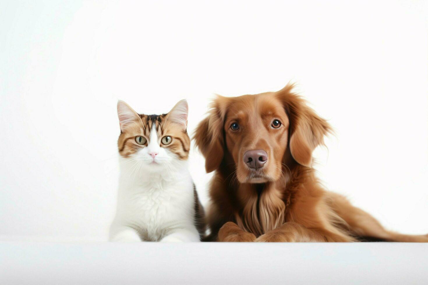 foto cachorro e gato em uma avião branco fundo. ai gerado