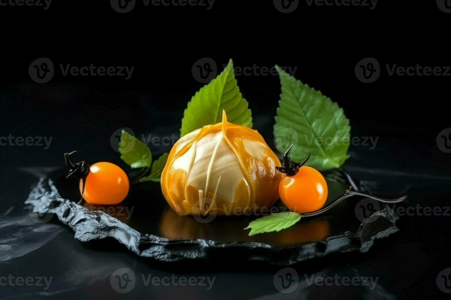 sobremesa decorado physalis baga. gerar ai foto