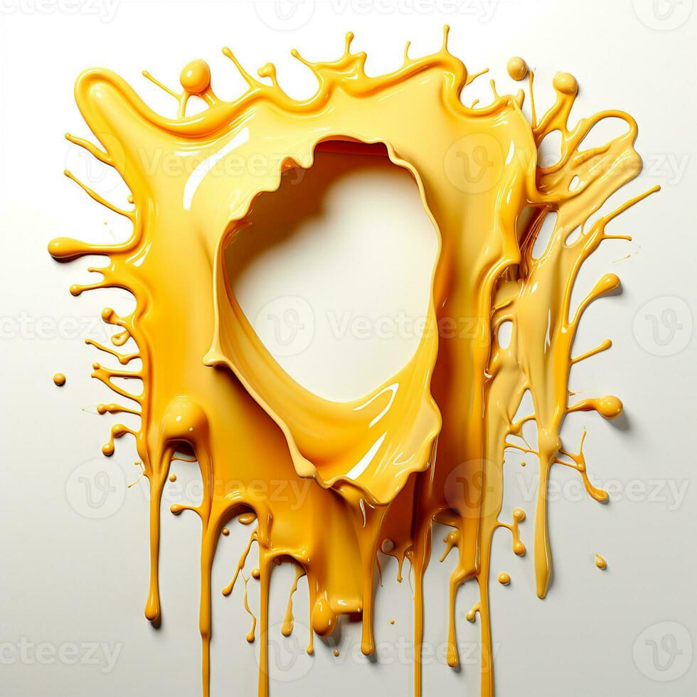 lindo texturizado dourado amarelo acidente vascular encefálico isolado em branco fundo, acidente vascular encefálico do amarelo Grosso pintura - ai gerado imagem foto