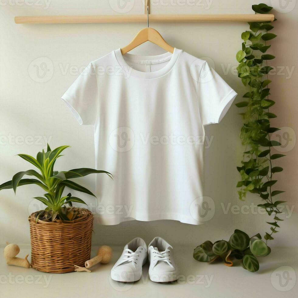 branco esvaziar bebê camisa mockup.ai geração foto