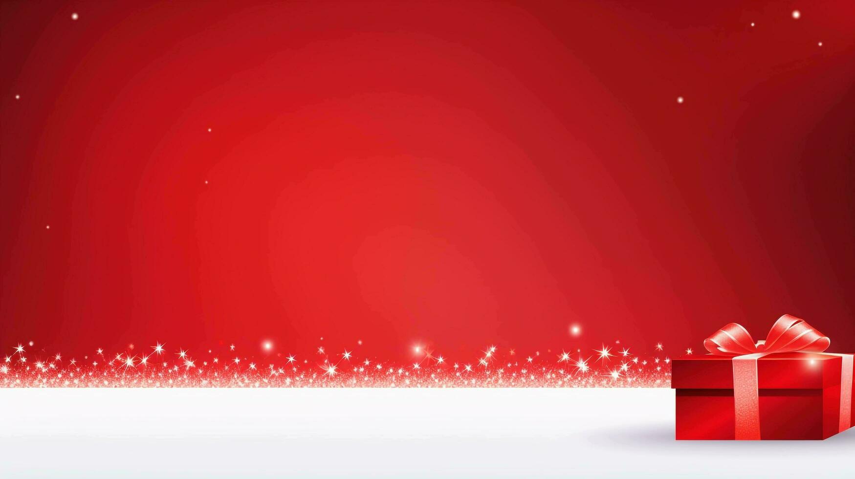 alegre Natal cópia de espaço bandeira com uma brilhante vermelho fundo, ai gerado foto