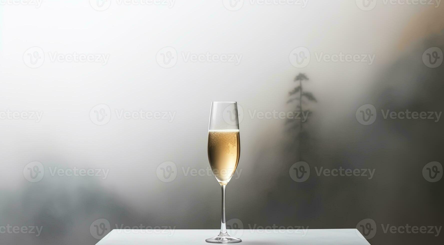 óculos do champanhe para bem-vinda a Novo ano, dentro uma nublado ambiente. livre espaço para texto. ai gerado foto