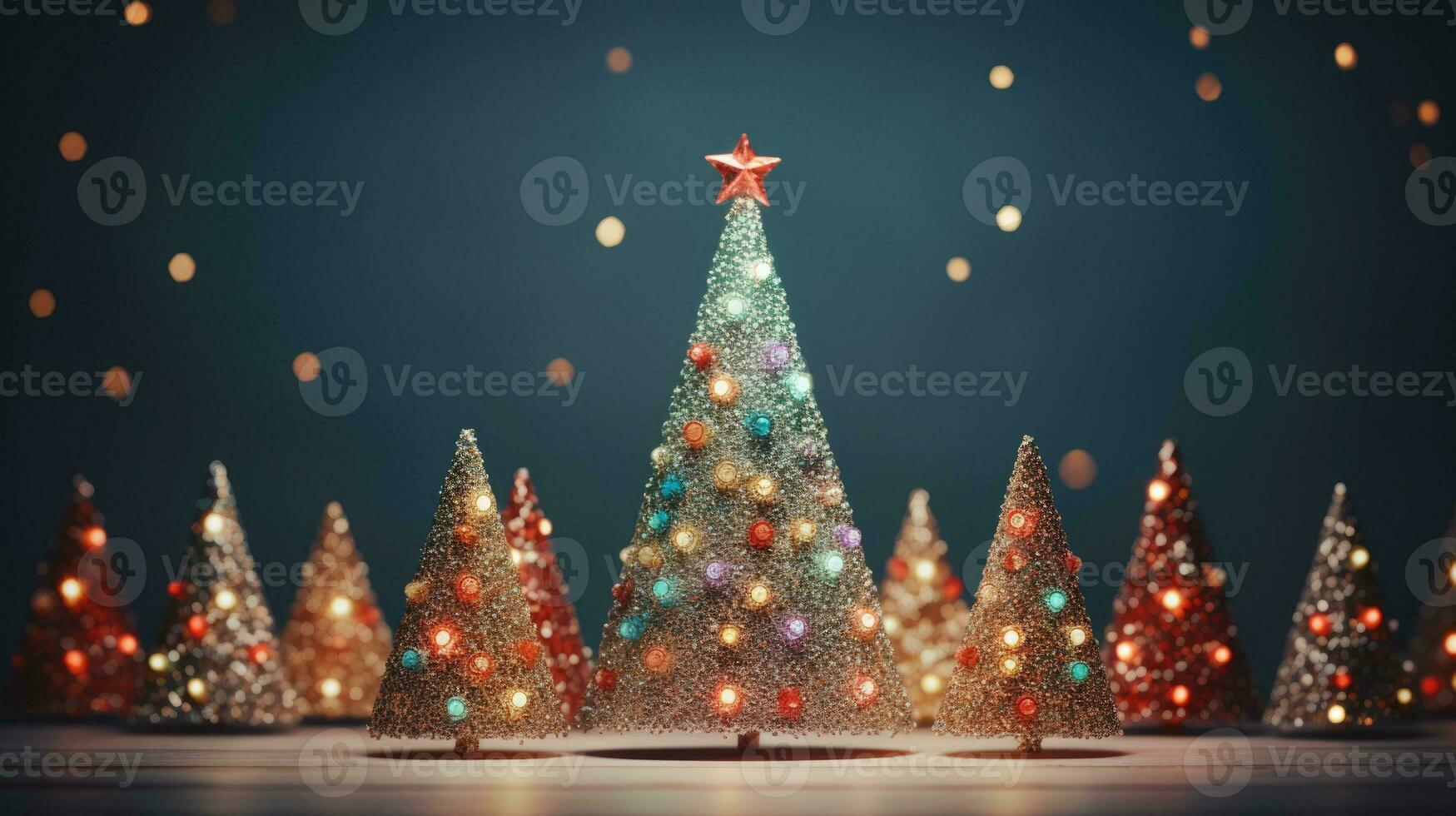 Natal árvore natal feriado decoração com brilhar bokeh fundo, generativo ai foto