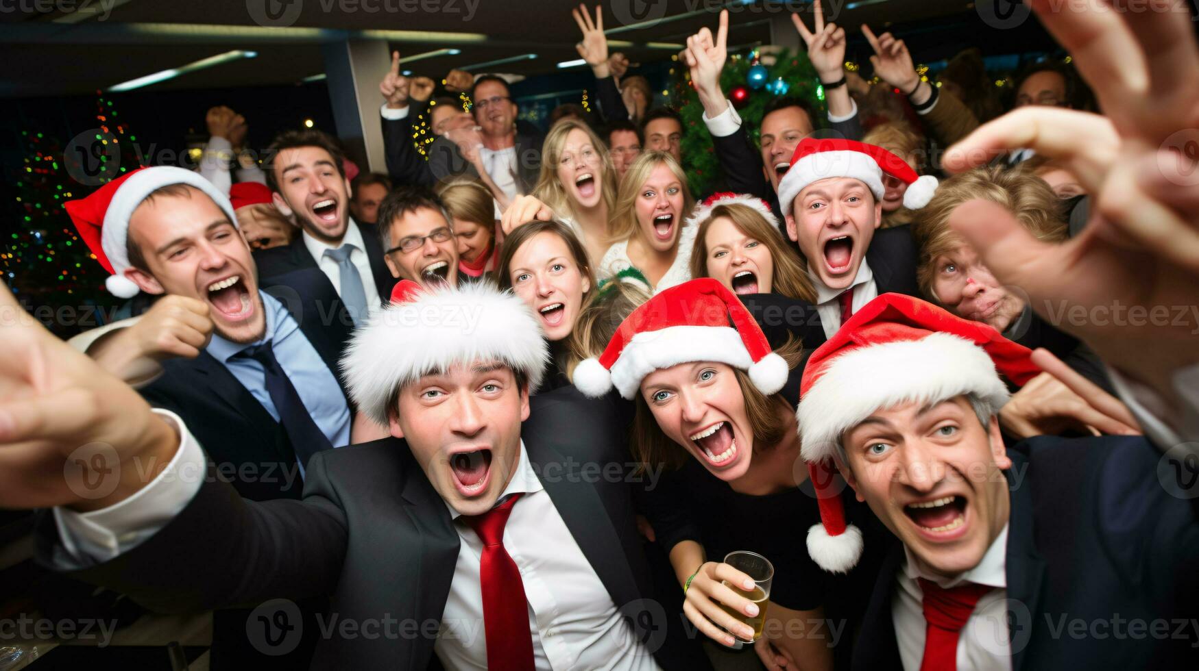 ai generativo o negócio pessoas dentro Natal escritório social reunião, reunião, festa foto