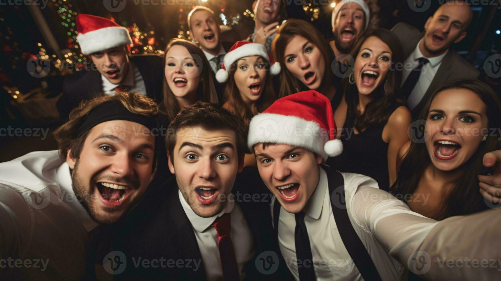 ai generativo o negócio pessoas dentro Natal escritório social reunião, reunião, festa foto