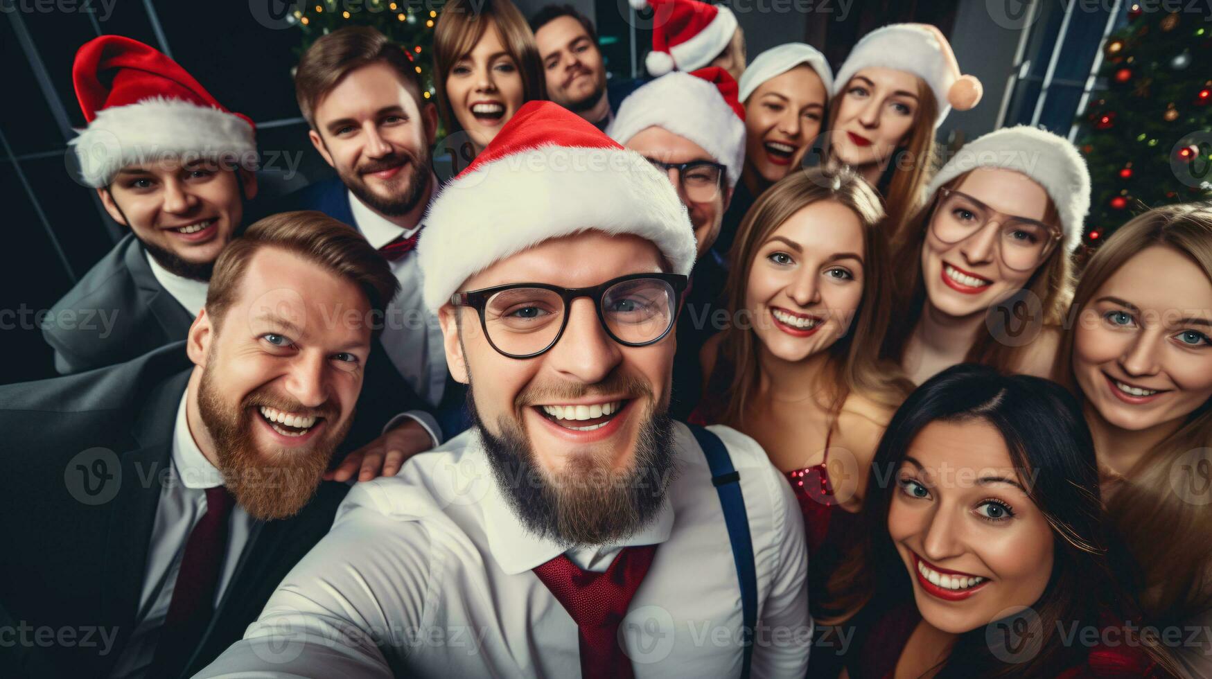 ai generativo o negócio pessoas dentro Natal escritório social reunião, reunião, festa foto