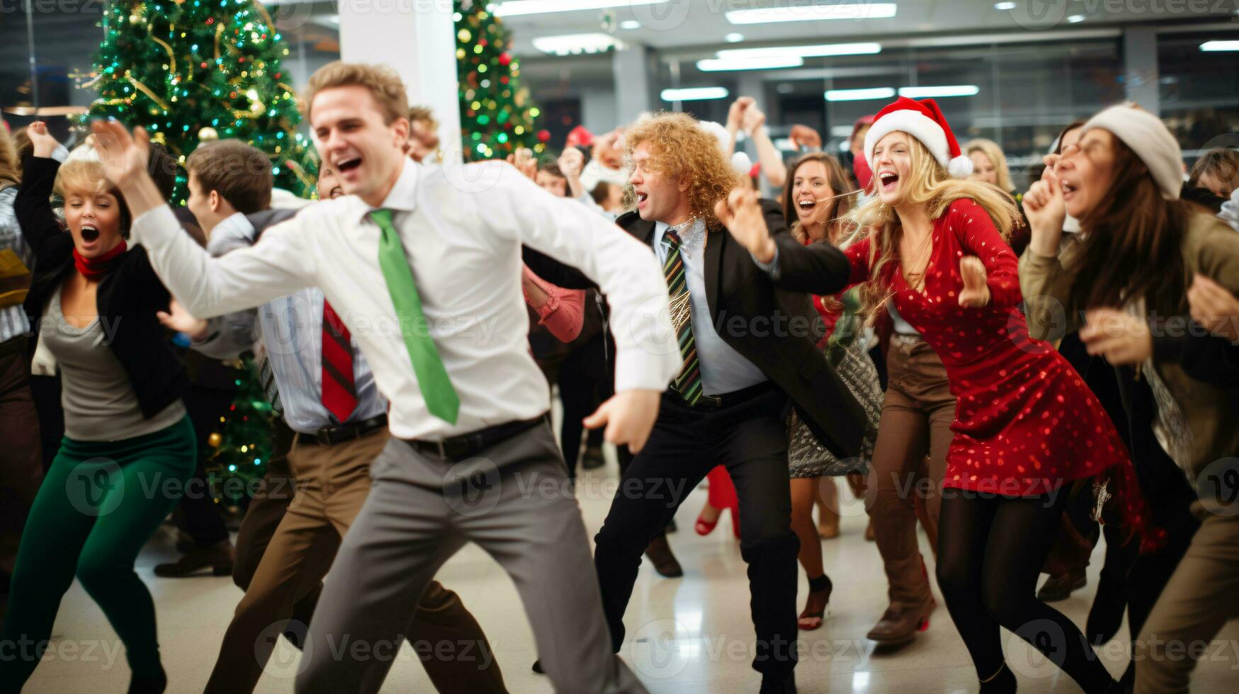 ai generativo o negócio pessoas dentro Natal escritório social reunião, reunião, festa foto