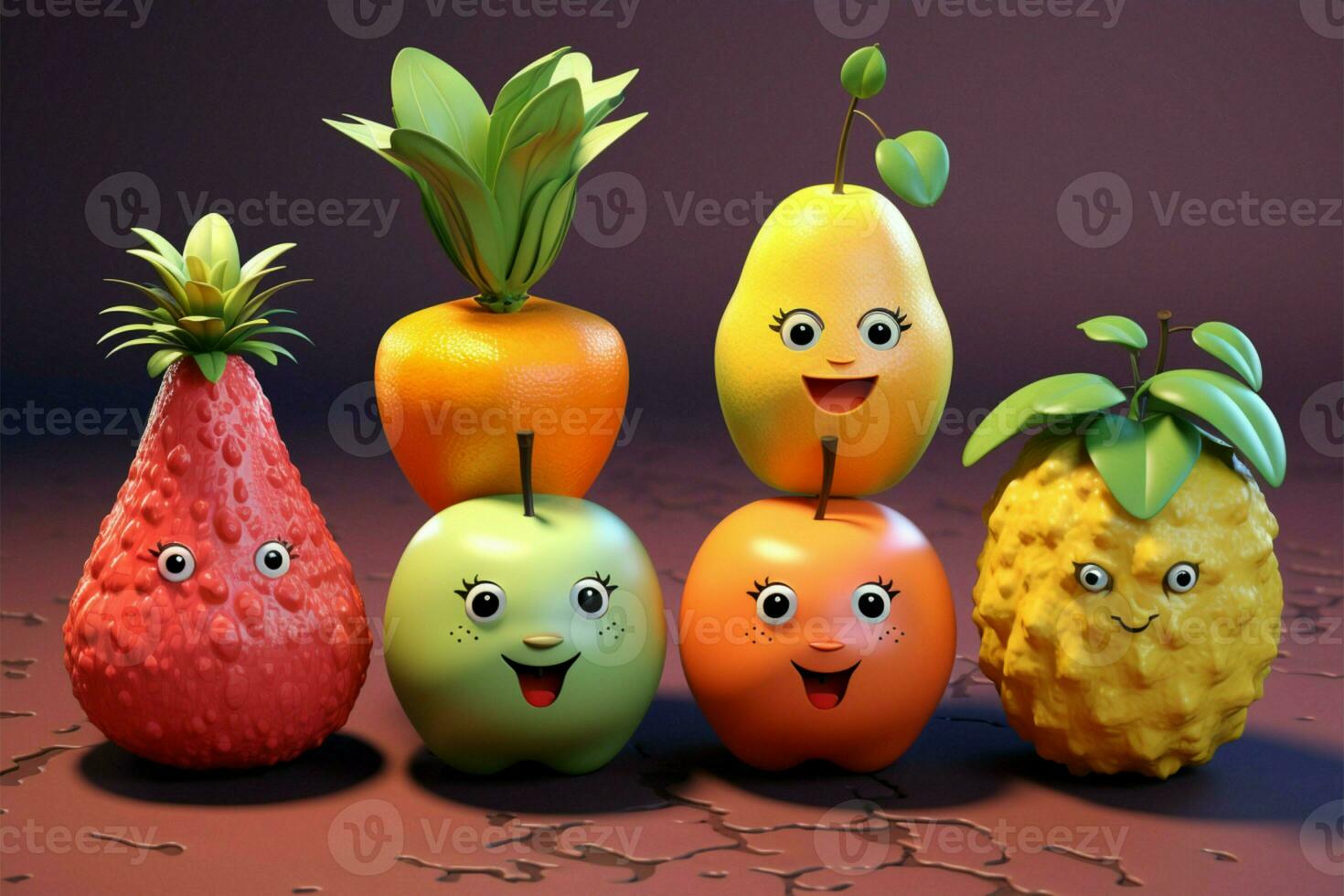 brincalhão fruta personagens dentro uma Series, perfeito para vários projetos ai gerado foto